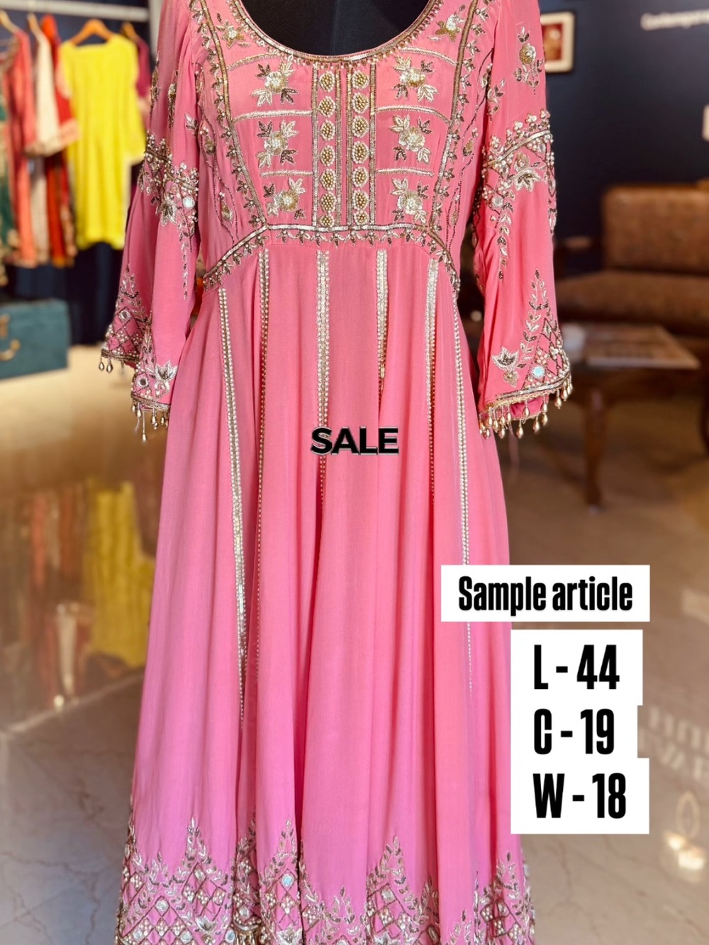 Embellished Pink Traditional Anarkali Dress